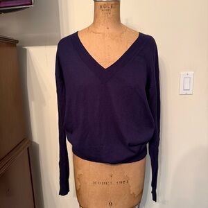Gap Navy Blue V-Neck Cashmere Blend Long Sleeve Knit Sweater